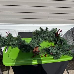 Hobby Lobby Green Garland with Pinecones and Red Berries